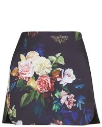 Topshop Rose Print Pelmet Miniskirt