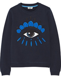 Kenzo Icon Embroidered Cotton Sweatshirt Midnight Blue