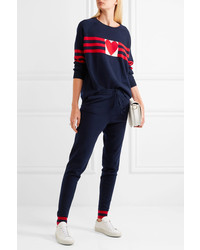 Chinti and Parker Love Heart Cashmere Track Pants Midnight Blue