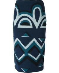 Burberry Prorsum Aztec Pattern Pencil Skirt