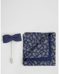 Devils Advocate Pocket Square In Tear Drop Print And Bow Pin