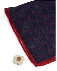 Lardini Floral Print Wool Silk Pocket Square