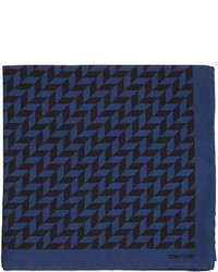 Tom Ford Geometric Print Silk Pocket Square Navyblack