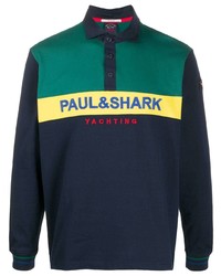 Paul & Shark Colour Block Logo Print Polo Shirt