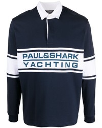 Paul & Shark Logo Print Long Sleeved Polo Shirt