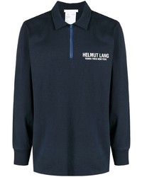 Helmut Lang Logo Print Zip Up Polo Shirt