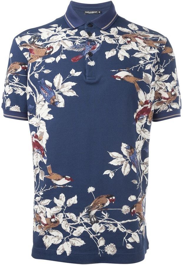 Dolce & Gabbana Bird Print Polo Shirt, $545 | farfetch.com | Lookastic