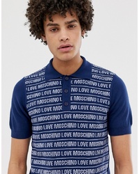 Love Moschino Knitted Allover Print Polo Shirt