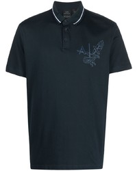 Armani Exchange Logo Print Contrasting Trim Polo Shirt