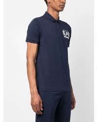 Ea7 Emporio Armani Logo Print Cotton Polo Shirt
