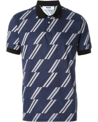 MSGM Stripe Print Polo Shirt