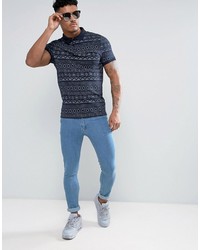 Asos Muscle Polo With Geo Tribal Print