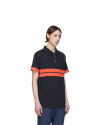 Ps By Paul Smith Navy And Orange Sport Stripe Polo