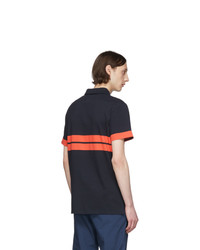 Ps By Paul Smith Navy And Orange Sport Stripe Polo