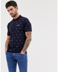 Nicce London Nicce Polo With All Over Print In Navy