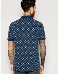 Pretty Green Polo Shirt With All Over Print Navy