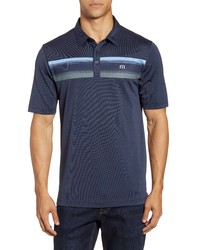 TravisMathew Regular Fit Par Tee Stripe Pique Polo