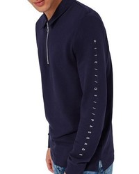 Topman Right Of Passage Graphic Long Sleeve Polo