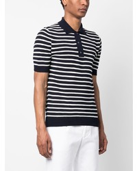 Zanone Stripe Print Short Sleeved Polo Shirt