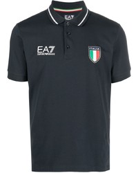 Ea7 Emporio Armani Stripe Trimmed Logo Print Polo Shirt