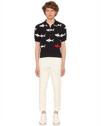 Thom Browne Shark Intarsia Cotton Polo Shirt