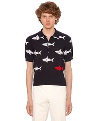 Thom Browne Shark Intarsia Cotton Polo Shirt