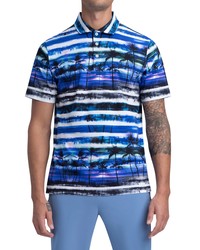 Bugatchi Tropical Stripe Cotton Polo In Night Blue At Nordstrom
