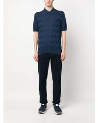 Kiton Wave Pattern Cotton Polo Shirt