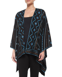 Geeti Zigzag Striped Embroidered Poncho