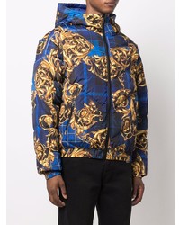 VERSACE JEANS COUTURE Baroque Print Hooded Padded Jacket