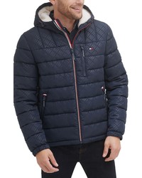 Tommy Hilfiger Hooded Puffer Jacket In Navy Blue At Nordstrom