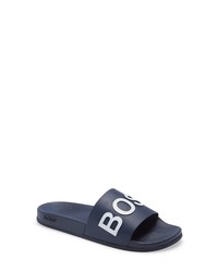 BOSS Bay Slide Sandal In Dark Bluewhite At Nordstrom
