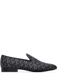 Versace Black La Greca Silk Loafers