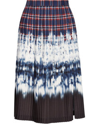 Altuzarra Lucile Pleated Printed Satin Skirt Storm Blue
