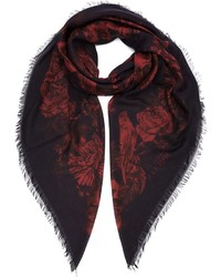 Alexander McQueen Skull And Floral Print Scarf