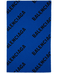 Balenciaga Blue Allover Logo Scarf