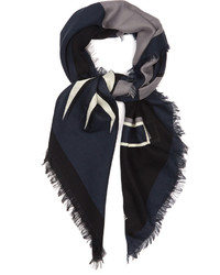 Fendi Faces Silk And Wool Blend Scarf