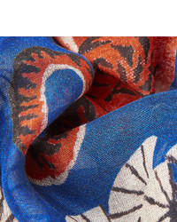 Gucci Fringed Tiger Print Modal And Silk Blend Scarf