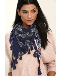 LuLu*s Fun And Games Navy Blue Print Scarf