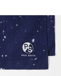 Paul Smith Navy Cotton Ps I Love You Print Cotton Scarf