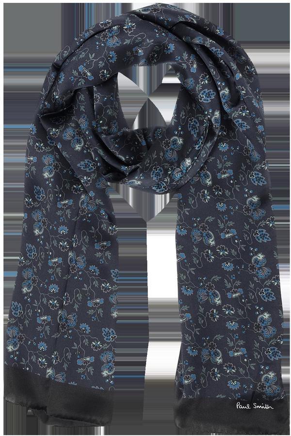 Paul Smith Navy Blue Men's Scarf at FORZIERI