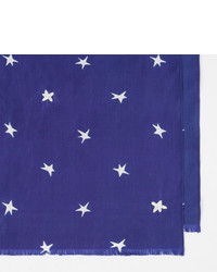 Paul Smith Navy Star Spangled Print Silk Scarf