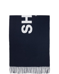 Comme Des Garcons SHIRT Navy Wool Logo Scarf