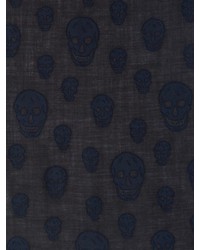 Alexander McQueen Skull Print Wool Blend Scarf
