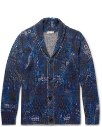 Etro Shawl Collar Printed Cotton And Linen Blend Cardigan