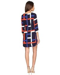 Vince Camuto Printed Chiffon Shift Dress With Elbow Sleeves Dress