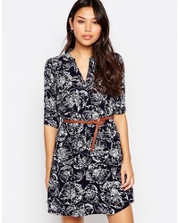 Yumi 34 Sleeve Shift Dress In Floral Sketch Print