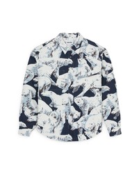 Kenzo Polar Bear Print Cotton Shirt Jacket