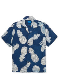 Beams Aloha Camp Collar Pineapple Print Voile Shirt