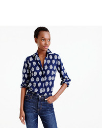 J.Crew Tall Perfect Shirt In Fern Printed Indian Cotton